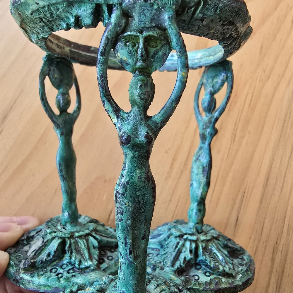 Vintage Triple Goddess Orb / Votive Tealight Candle Holder Stand - Picture 5 of 6